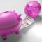 Piggybanks Fighting Over Money Showing Savings