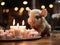 Piglet birthday with cake and candles