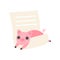 Piglet Lying on Empty Lined Sheet of Paper, Cute Cartoon Animal with Blank Banner Vector Illustration