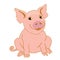 Piglet pink painted in squares, pixels. Vector illustration