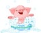 Piglet taking a bath