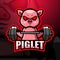 Piglet weightlifting mascot esport logo design