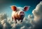 Pigs fly in the sky. Generate Ai