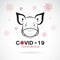 Pigs wearing a mask to protect against the covid-19 virus., Breathing mask on pig face flat vector icon for apps and websites.