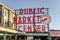 Pike Place Market Neon Sign at sunset