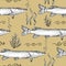 Pike. Seamless pattern of pike