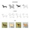 Pikinise, dachshund, pug, peggy. Dog breeds set collection icons in flat,outline,monochrome style vector symbol stock