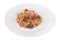 Pilaf, rice with meat, beef, lamb white isolated
