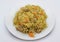 Pilaf traditional dish of Eastern Europe on a white plate