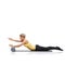 Pilates, foam roller and woman in floor workout, stretching or gym routine for wellness, fitness or physical training