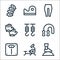 pilates line icons. linear set. quality vector line set such as bosu ball, rowing machine, scales, skipping rope, hook, gloves,