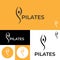 Pilates Logo.Yoga fitness Logo Template.Vector Illustration.Black, yellow And White color