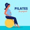 Pilates for Pregnant. Woman Sits on Gymnastic Ball