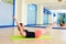 Pilates woman double leg stretch exercise workout