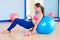 Pilates woman fitball swiss ball exercise workout