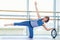 Pilates woman magic ring hands exercise workout at gym indoor