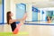 Pilates woman open leg rocker exercise workout