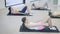 Pilates - women with exercise ball at gym