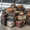 A Pile of Airport Luggage. Generative AI