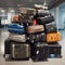 A Pile of Airport Luggage. Generative AI