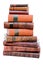 Pile of antique leather books