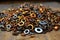pile of assorted bicycle nuts, bolts, and washers