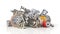 Pile of auto parts isolated on a white background