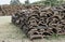 Pile of bark from cork