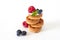 Pile of Belgian waffle with berries Isolated