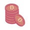 pile bitcoins money isometric icon