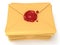 Pile of blank mail envelope with red wax seal