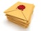 Pile of blank mail envelope with red wax seal