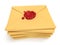 Pile of blank mail envelope with red wax seal