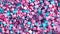 A pile of blue, pink and purple lego bricks. Mix of candy color lego bricks. 3d rendering