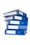 Pile of blue ring binders.