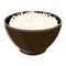 Pile of boiled Basmati rice in brown ceramic bowl. Vector illustration.