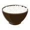 Pile of boiled sushi rice in brown ceramic bowl. Vector illustration. Basmati, sushi