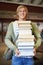 Pile, books or portrait of happy man in a library for knowledge or development for future growth. Scholarship, education