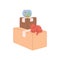 Pile of boxes packed and stacked for house moving, vector illustration isolated.