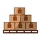 Pile boxes in stowages carton delivery icon