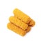 Pile of breaded crab sticks isolated