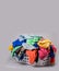 Pile of bright multicolored laundry in a basket