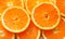 Pile of bright sliced oranges