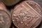 Pile of British two Pence coins