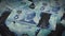 Pile of canada dollars cash money, inflation concept. Closeup new canada five dollar bills 4k resolution