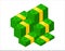 Pile of cash. Isometric dollar banknote icon. Stacked 3 d dollar bundle