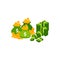 Pile of cash. A lot of money. Green banknote and coins vector icon illustration