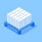 Pile of cement white bricks straight level pallet architectural industrial storage isometric vector