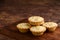 Pile of christmas mincemeat pies on wood