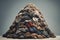 A pile of clothes looking like a mountain, concept of Accumulation, created with Generative AI technology